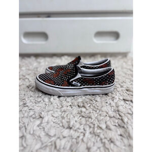 Women's Vans Slip-On Sneakers Size 6 Black Orange Tiger Floral Print
